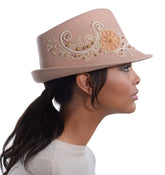 Sombrero Genuino de Diseñador Eric Javits NY - Adele - Color Tawny - Rosa Pálido.